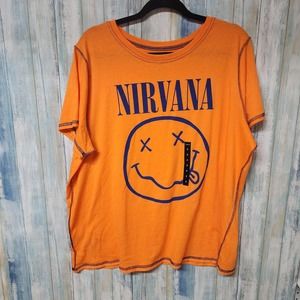 Torrid 2x Nirvana Slim Fit Orange Crew Band Tee NWT